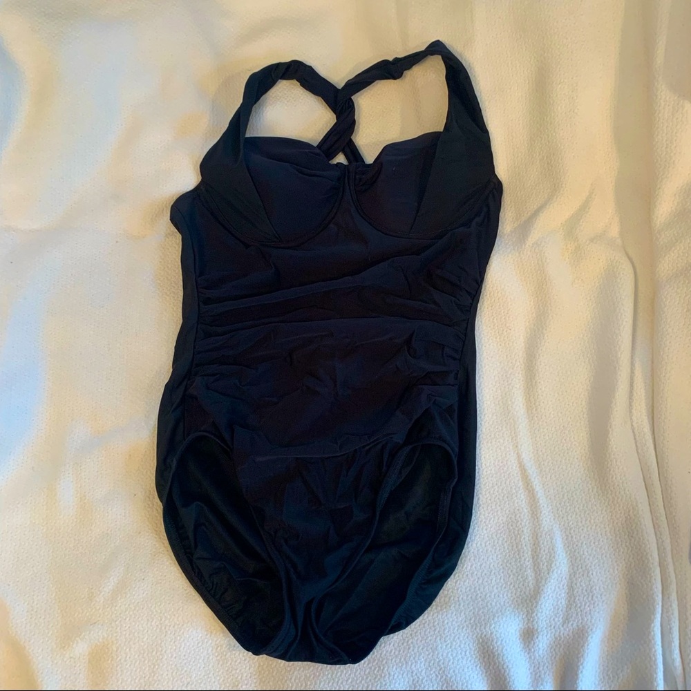 Lands’ End one piece black bathing suit size 12